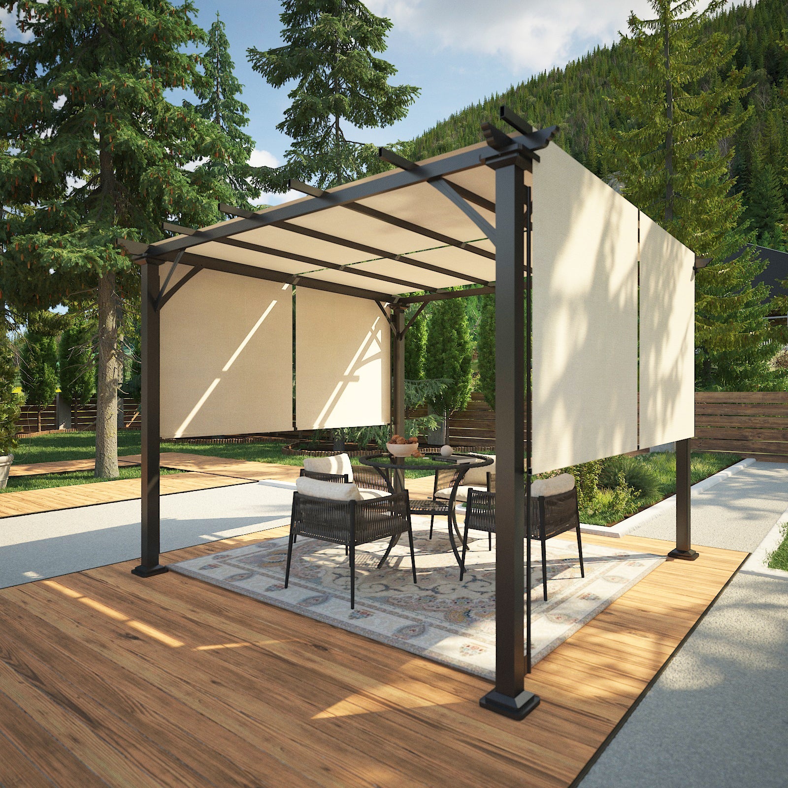 Eagle Peak 10Ftx10Ft Metal Pergola with Polyester Top Eagle Peak Custom Canopy Tent