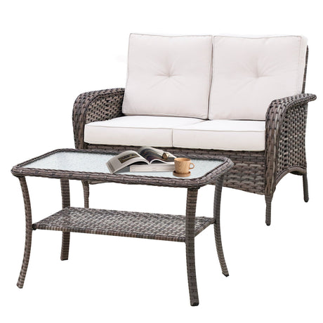 2pc Rattan Outdoor Patio Conversation Set_LSCT-P2 - Eagle Peak Canopy and Outdoor Products