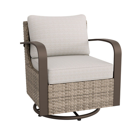 EAGLE PEAK Coastal Vista Outdoor Swivel Wicker Rocker Chair with Deep Seating_EP-FNY-D-Y - Eagle Peak Canopy and Outdoor Products