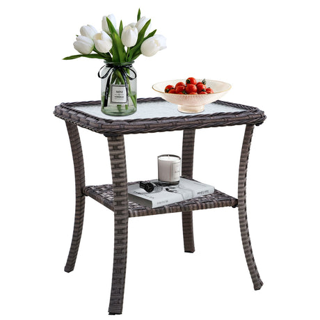 Outdoor Wicker Side Table_ST-P1 - Eagle Peak Canopy and Outdoor Products