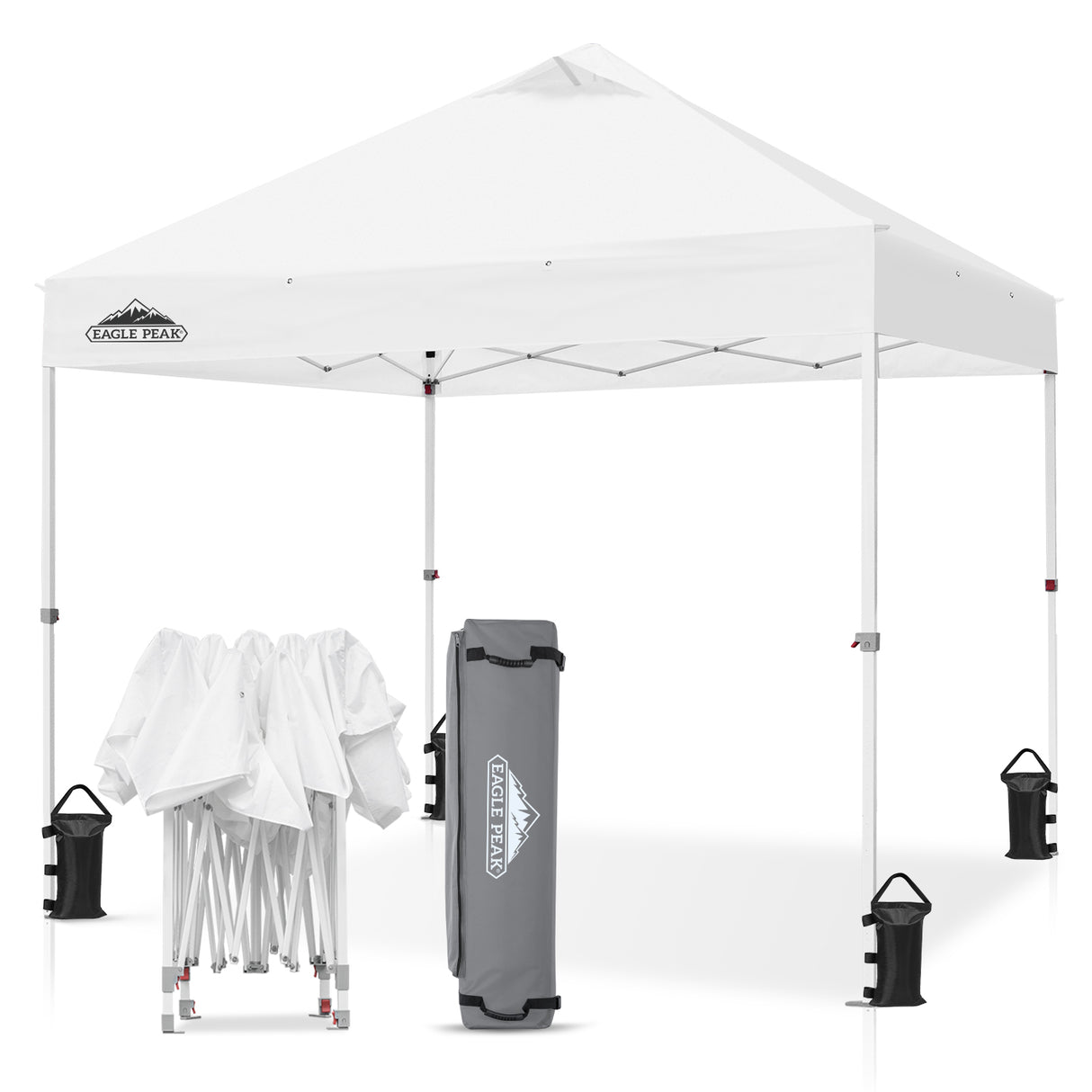 EAGLE PEAK CP100 10x10 Heavy Duty Industrial Commercial Canopy Tent with 100 Sqft of Shade (White)