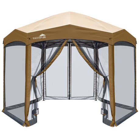 EAGLE PEAK Pop-Up Camping 6 Sided (6x6x6) Gazebo w/ Mosquito Netting Easy Center Canopy Shelter Instant Tent