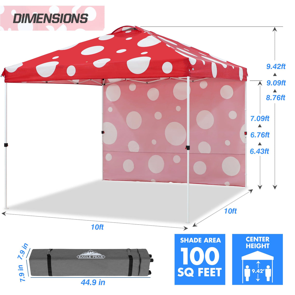 10x10 Commercial Pop up Canopy with 1 Sidewall, - Eagle Peak Custom Canopy Tent