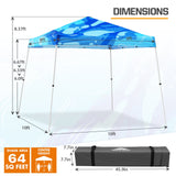 10x10 Slant Leg Pop - up Canopy Tent, 10x10 Base 8x8 Top (Blue Abstract) - Eagle Peak Custom Canopy Tent