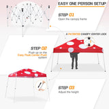 10x10 Slant Leg Pop - up Canopy Tent, 10x10 Base 8x8 Top (Red Mushroom) - Eagle Peak Custom Canopy Tent