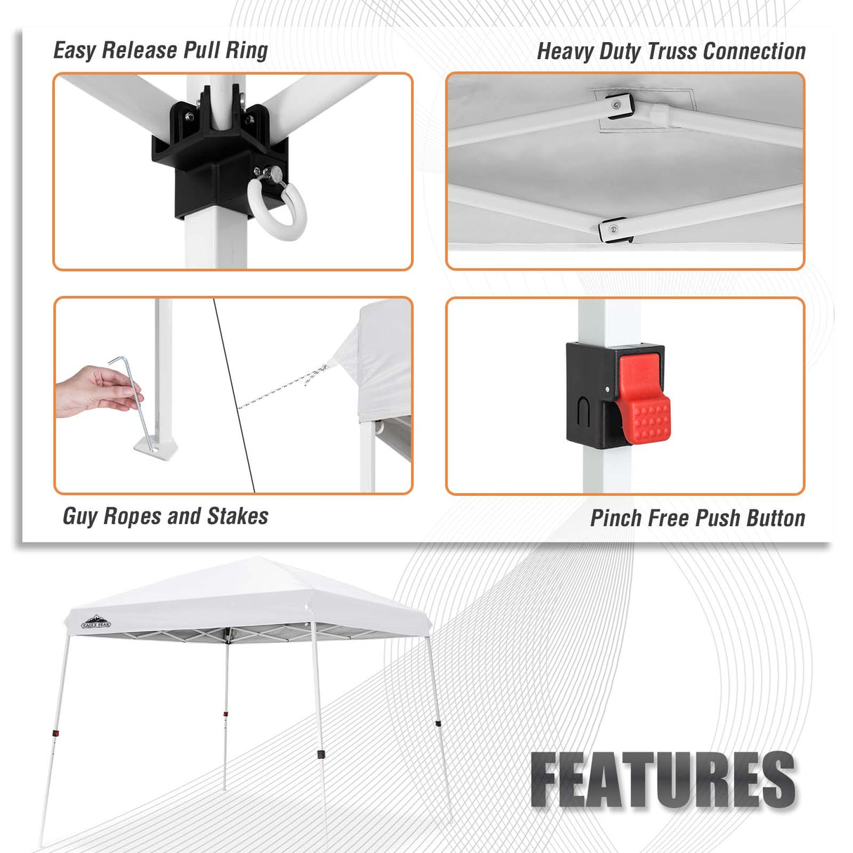 10x10 Slant Leg Up Canopy 8x8 Top 10x10 Base - Eagle Peak Custom Canopy Tent