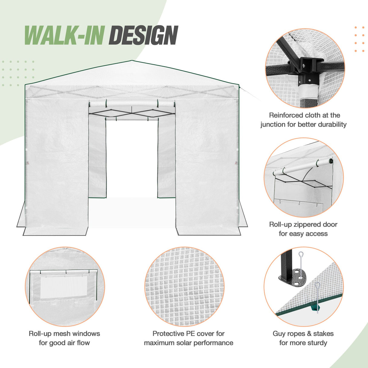 10x10 Walk In Pop Up Greenhouse - Eagle Peak Custom Canopy Tent