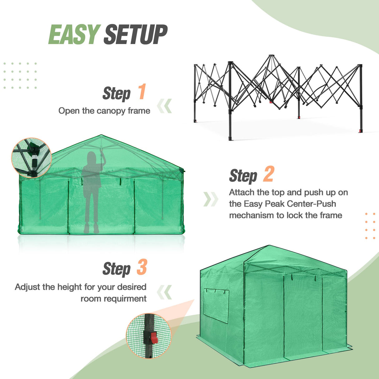 10x10 Walk In Pop Up Greenhouse - Eagle Peak Custom Canopy Tent