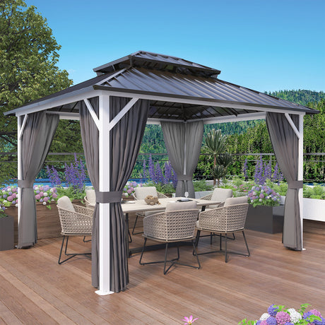 10x12 Hardtop Gazebo, Galvanized Steel Double Roof with Aluminum Frame - Eagle Peak Custom Canopy Tent