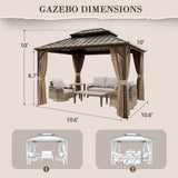 12x10 Hardtop Gazebo, Galvanized Steel Double Roof with Aluminum Frame - Eagle Peak Custom Canopy Tent