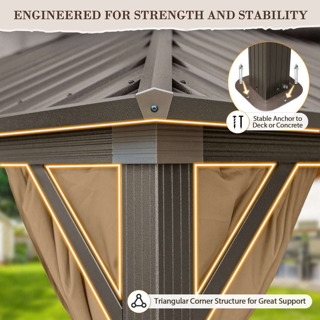 12x10 Hardtop Gazebo, Galvanized Steel Double Roof with Aluminum Frame - Eagle Peak Custom Canopy Tent