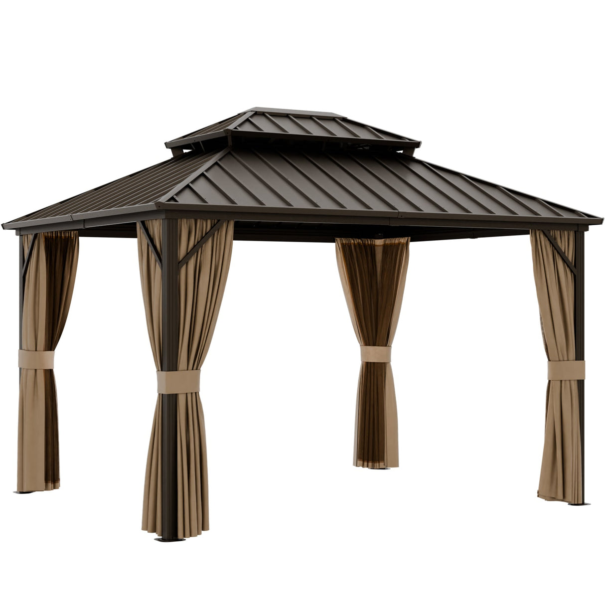 12x10 Hardtop Gazebo, Galvanized Steel Double Roof with Aluminum Frame - Eagle Peak Custom Canopy Tent