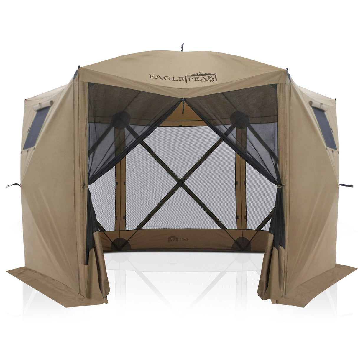 12x12 ft Portable Quick Pop Up Canopy Tent with 2 Wall Panels, 6 Sided Instant Gazebo - Eagle Peak Custom Canopy Tent