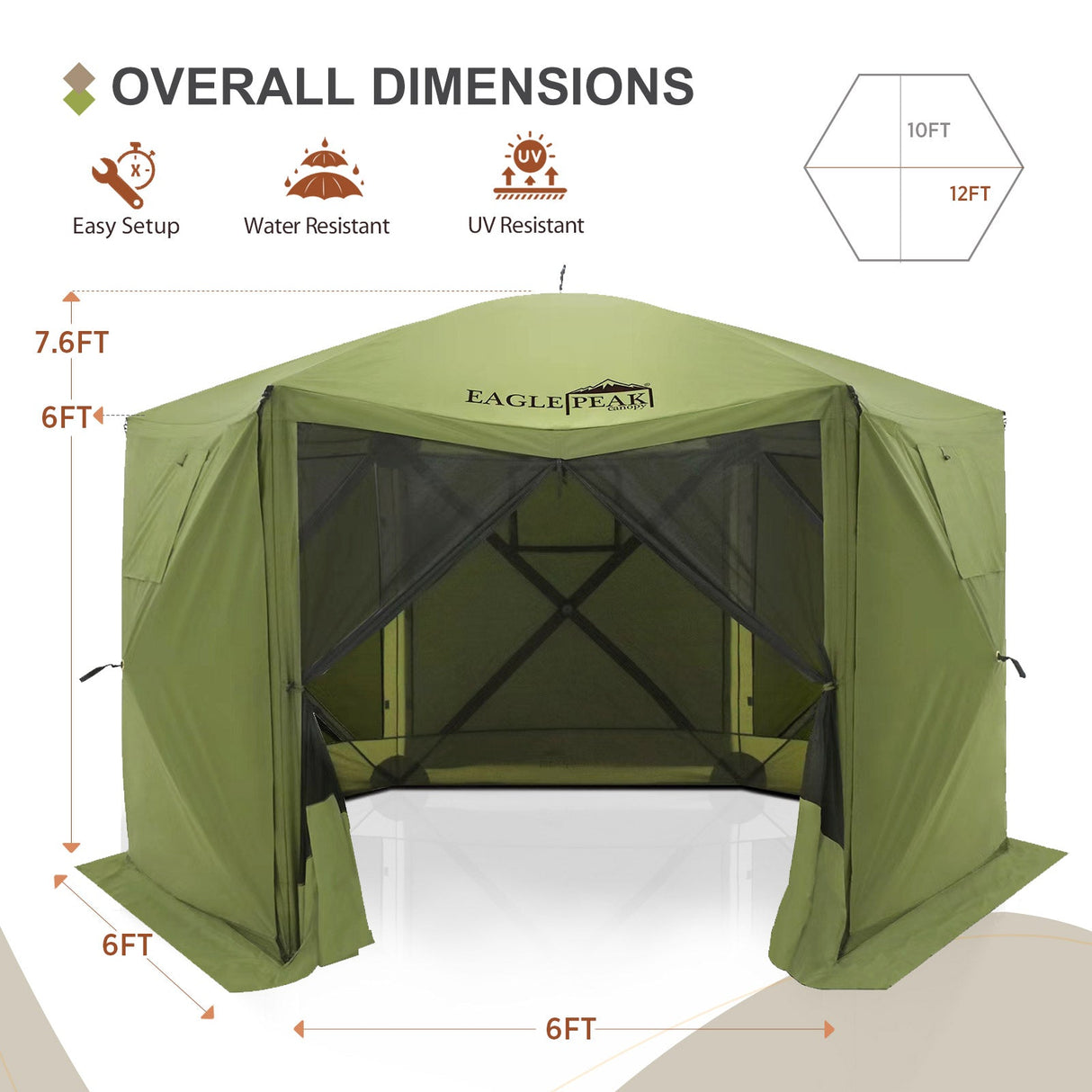 12x12 ft Portable Quick Pop Up Canopy Tent with 5 Wall Panels - Eagle Peak Custom Canopy Tent