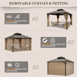 12x12 Hardtop Gazebo, Galvanized Steel Double Roof with Aluminum Frame - Eagle Peak Custom Canopy Tent