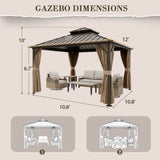 12x12 Hardtop Gazebo, Galvanized Steel Double Roof with Aluminum Frame - Eagle Peak Custom Canopy Tent