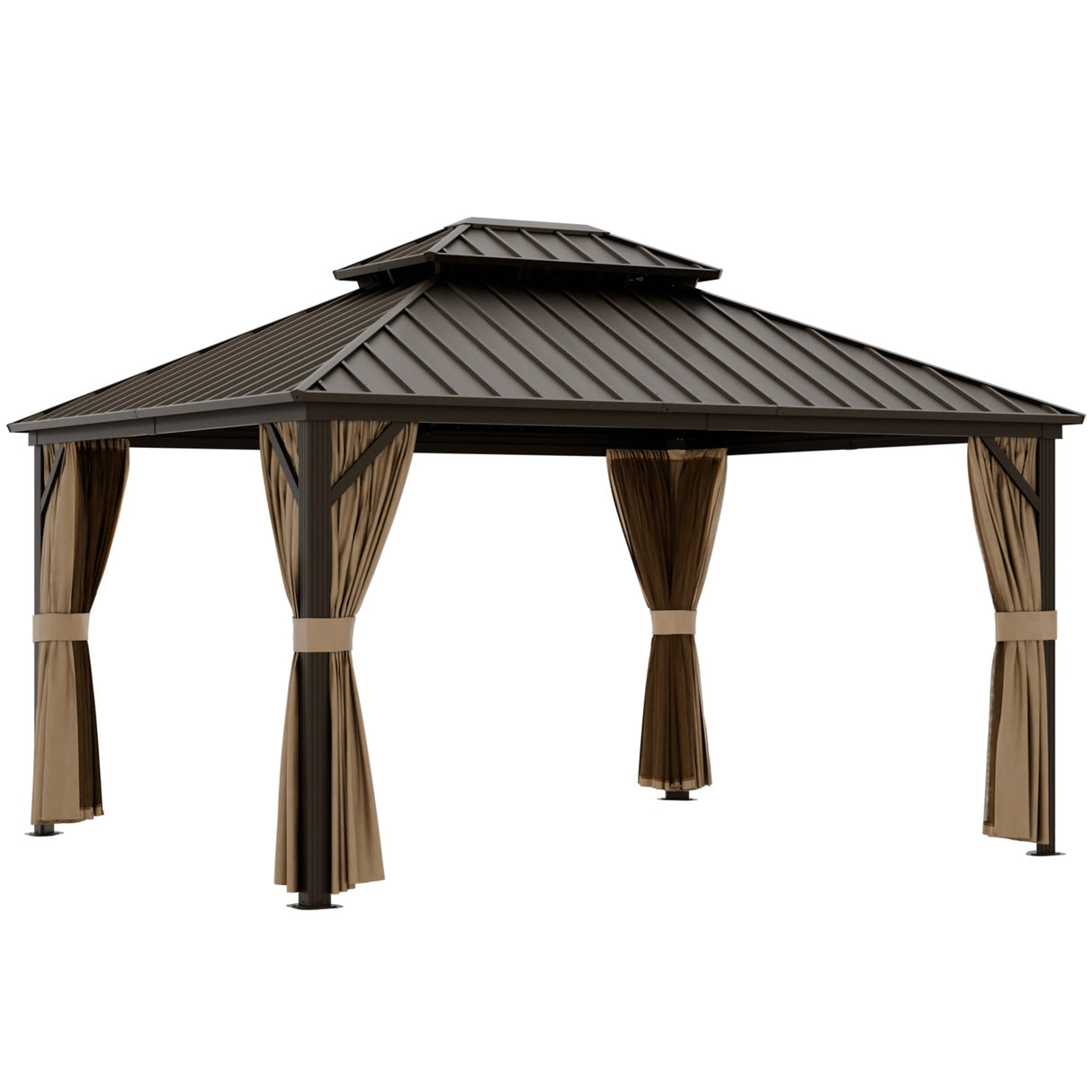 12x14 Hardtop Gazebo, Galvanized Steel Double Roof with Aluminum Frame - Eagle Peak Custom Canopy Tent