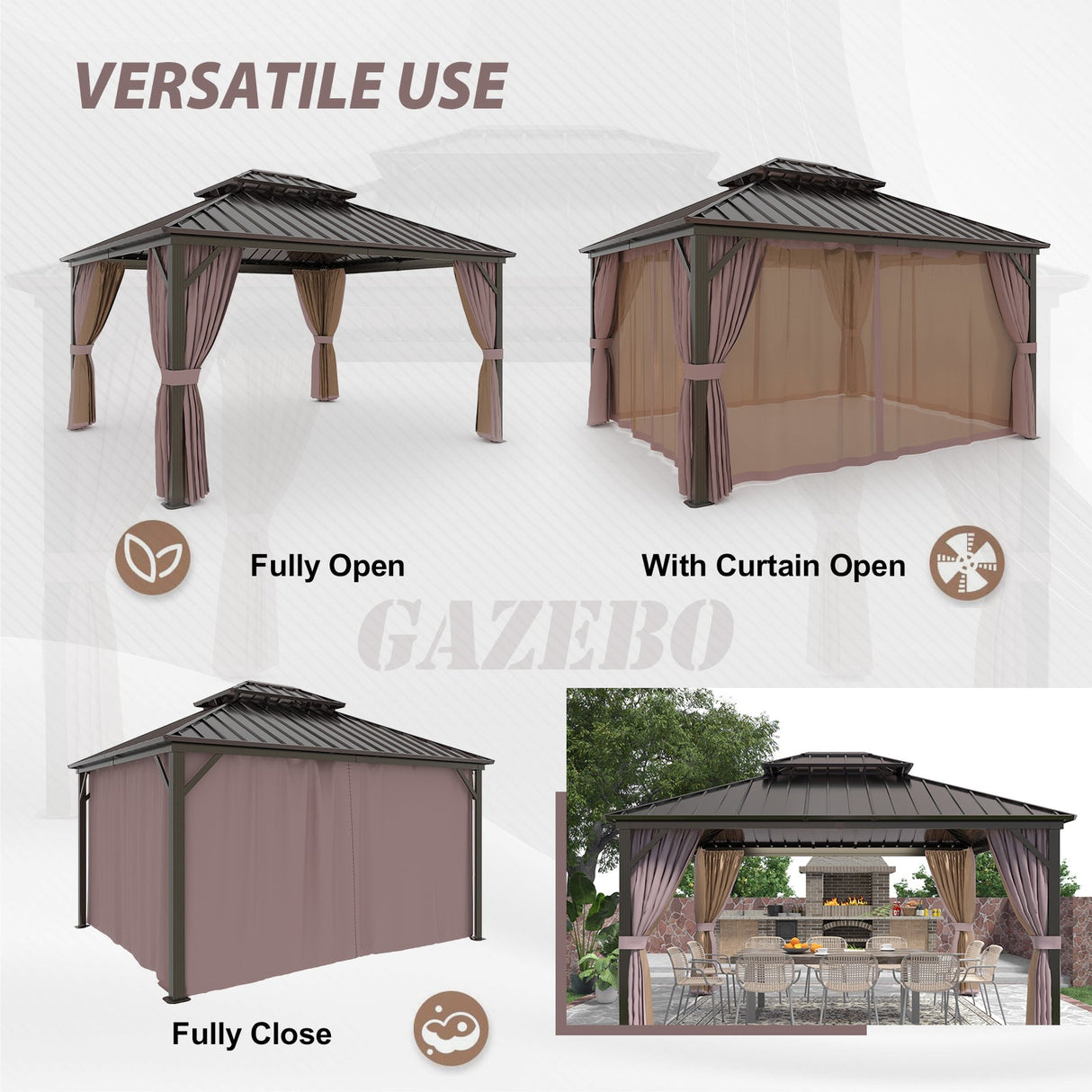 12x14 Hardtop Gazebo with Aluminum Frame - Eagle Peak Custom Canopy Tent