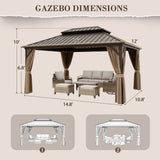 12x16 Hardtop Gazebo, Galvanized Steel Double Roof with Aluminum Frame - Eagle Peak Custom Canopy Tent