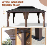 12x18 Hardtop Gazebo with Wood Grain Aluminum Frame/Aluminum Frame - Eagle Peak Custom Canopy Tent