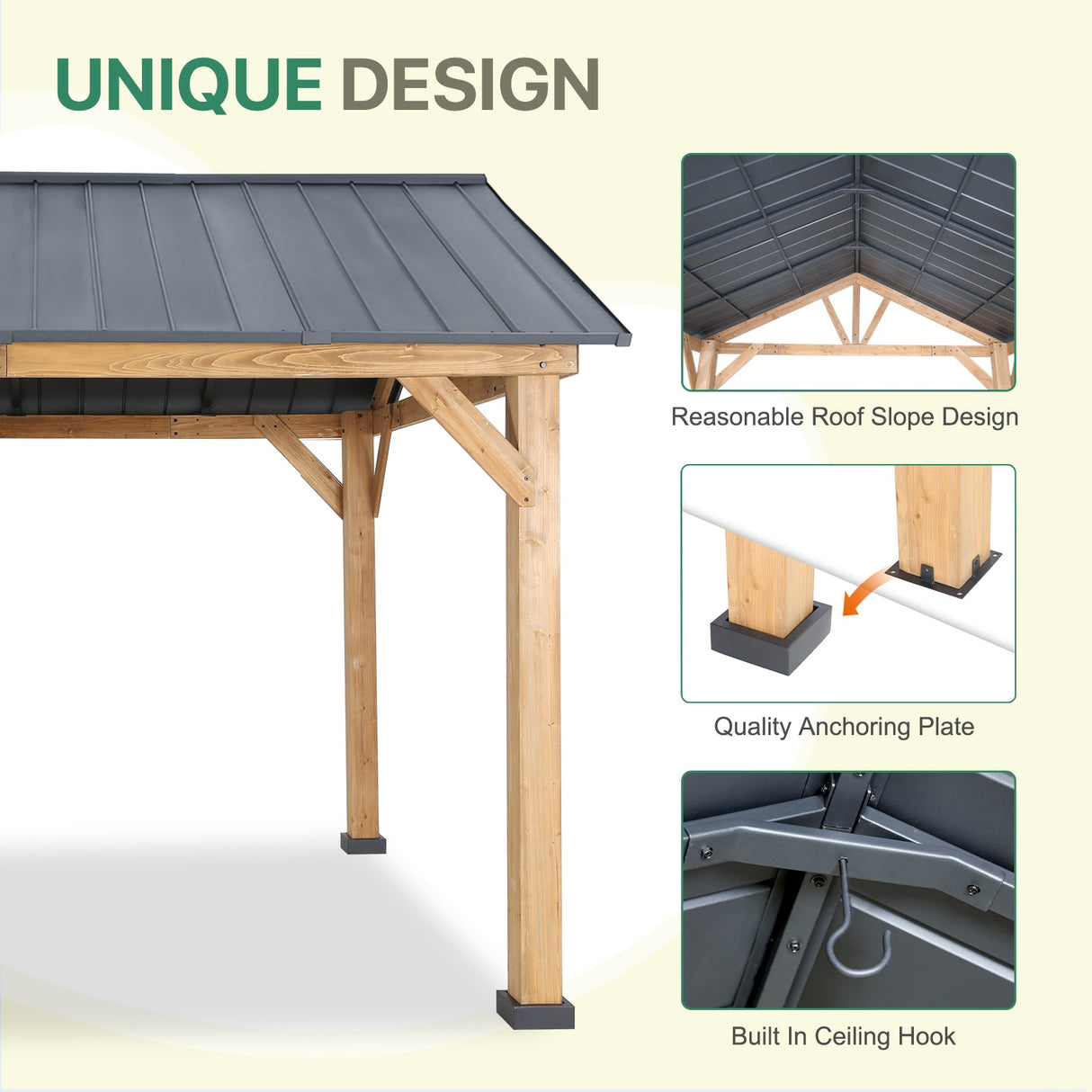 13x11 Cedar Wood Gazebo Hardtop Gazebo - Eagle Peak Custom Canopy Tent