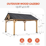 13x11 Cedar Wood Gazebo Hardtop Gazebo - Eagle Peak Custom Canopy Tent