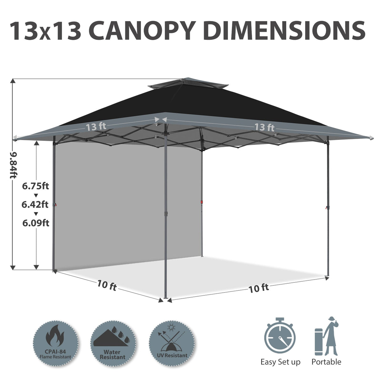 13x13 Pop Up Canopy Tent With Sidewall - Eagle Peak Custom Canopy Tent