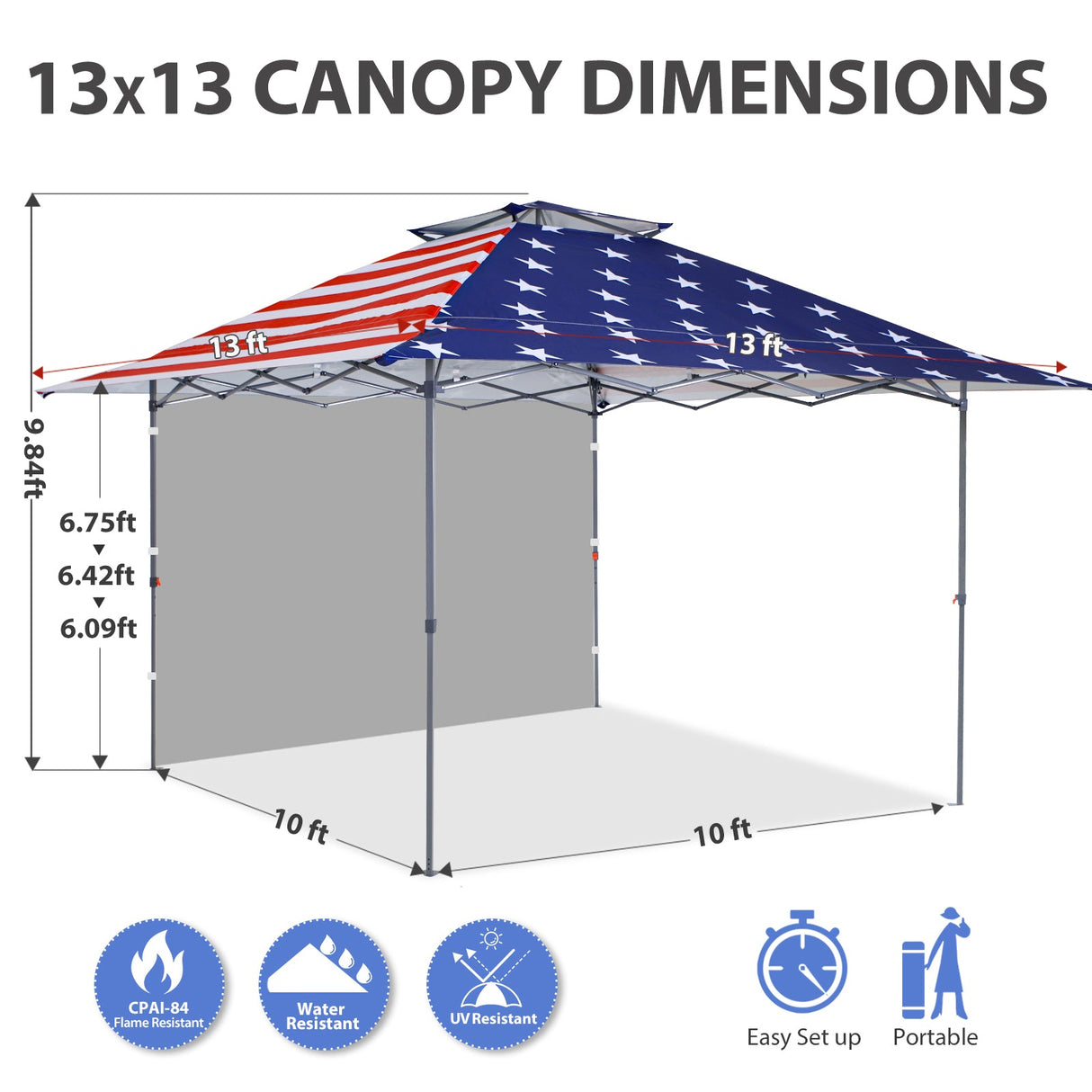 13x13 Pop Up Canopy Tent With Sidewall - Eagle Peak Custom Canopy Tent