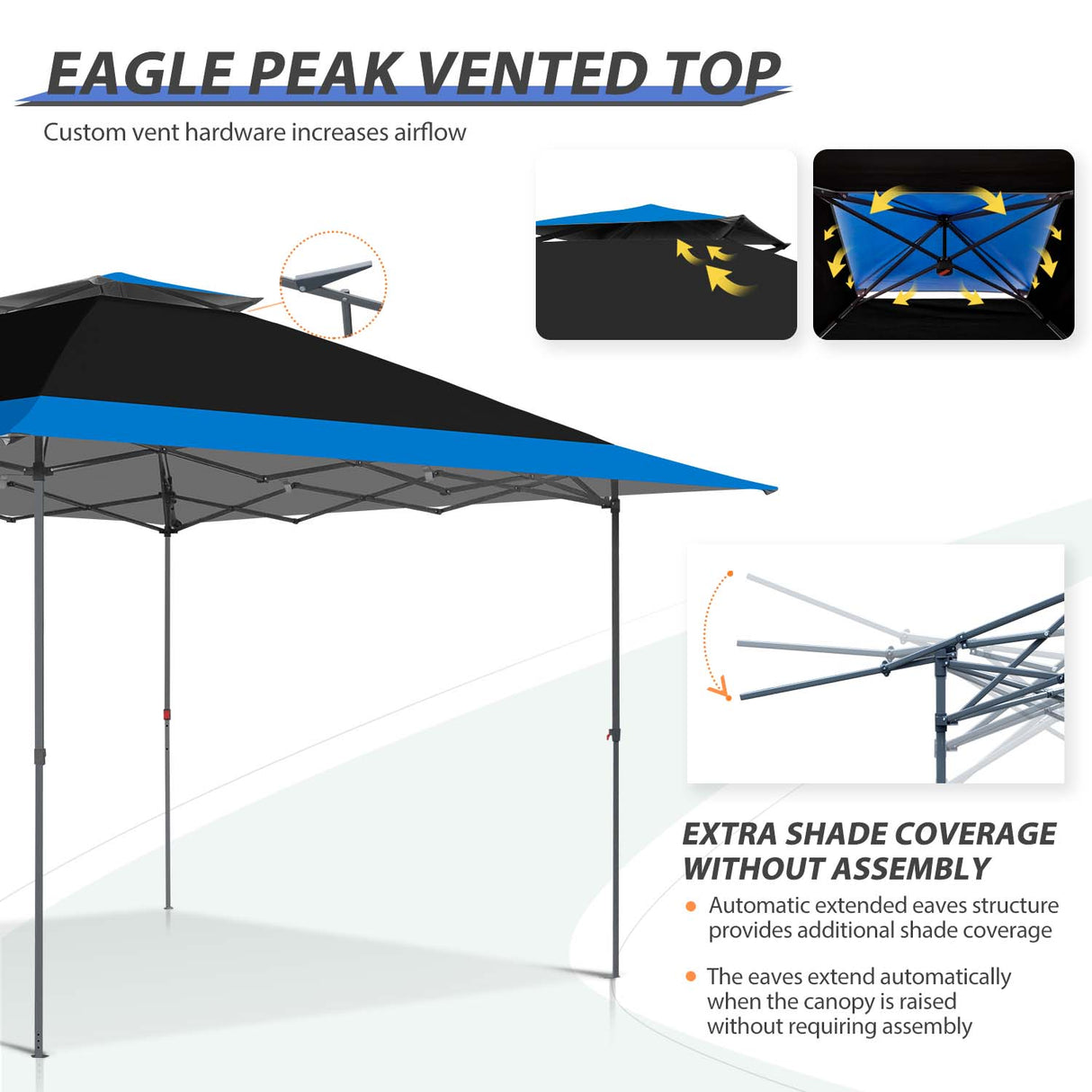 13x13 Straight Leg Pop Up Canopy Tent with 169 sqft of Shade - Eagle Peak Custom Canopy Tent