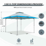 13x13 Straight Leg Pop Up Canopy Tent with 169 sqft of Shade - Eagle Peak Custom Canopy Tent