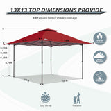 13x13 Straight Leg Pop Up Canopy Tent with 169 sqft of Shade - Eagle Peak Custom Canopy Tent