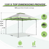 13x13 Straight Leg Pop Up Canopy Tent with 169 sqft of Shade - Eagle Peak Custom Canopy Tent