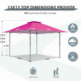 13x13 Straight Leg Pop Up Canopy Tent with 169 sqft of Shade - Eagle Peak Custom Canopy Tent