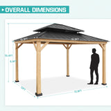 13x15 Cedar Wood Gazebo Hardtop Gazebo - Eagle Peak Custom Canopy Tent