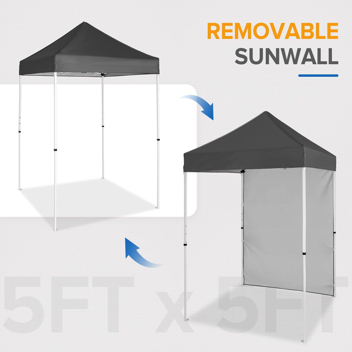 EAGLE PEAK Straight Leg Outdoor Portable Canopy Tent with Removable Sunwalls 5x5 ft, Carry Bag Included