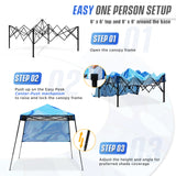 8x8 Backpack Pop Up Canopy Tent w/ Sidewall 8x8 Base 6x6 Top,Unique Printing Fabric