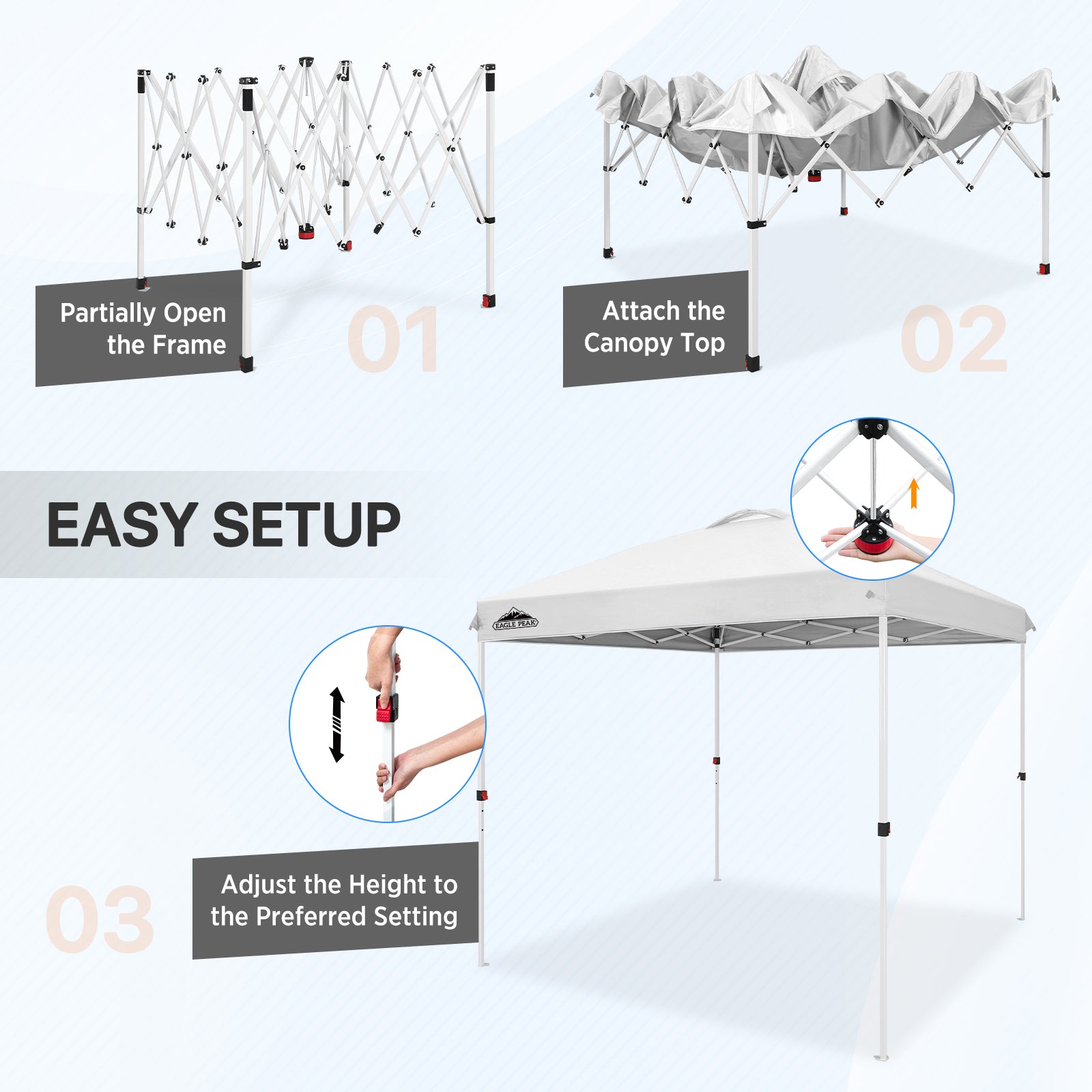 EAGLE PEAK 8x8 Pop Up Straight Leg Canopy with Wheeled Bag