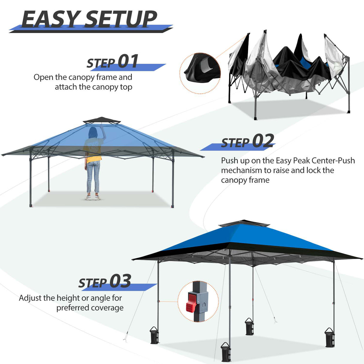 13x13 Straight Leg Pop Up Canopy Tent with 169 sqft of Shade