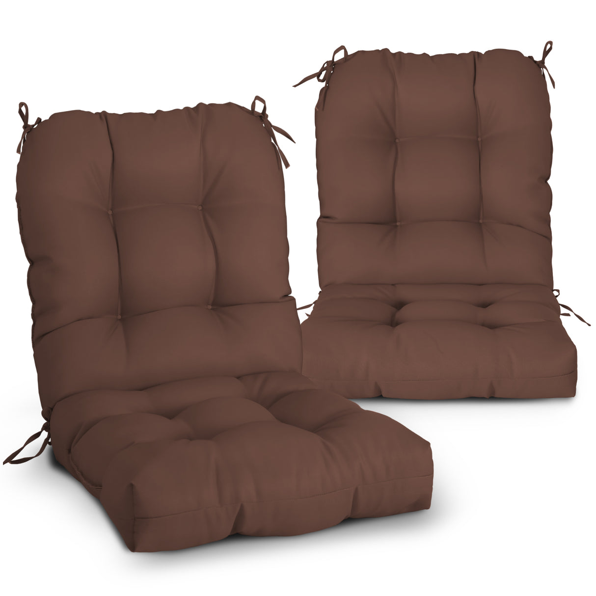 Tufted Outdoor/Indoor Seat/Back Chair Cushion, Set of 2, 42'' x 21''