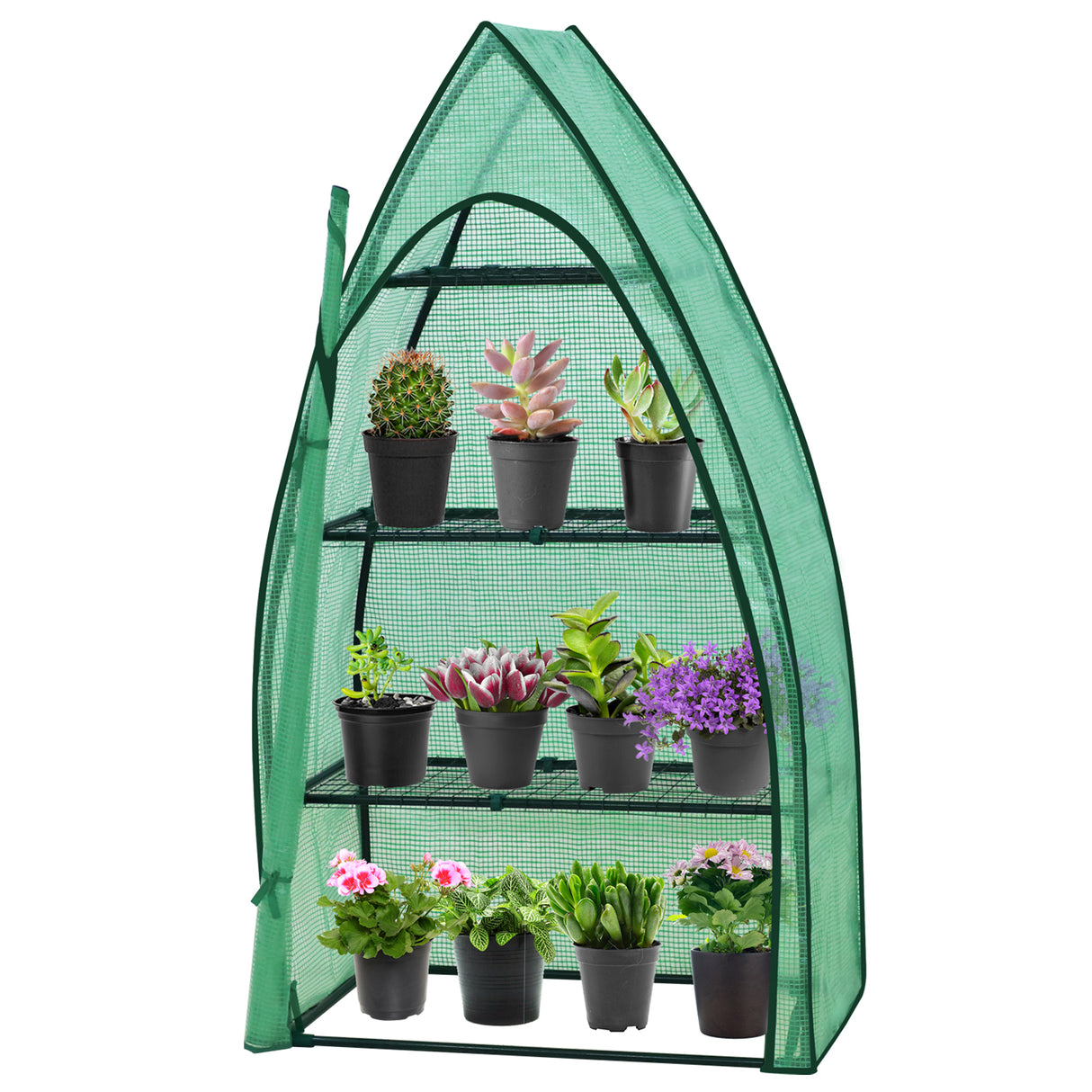 EAGLE PEAK Mini 3 Tier Greenhouse with Wire Shelves,35.4”x17.7”x63.0”