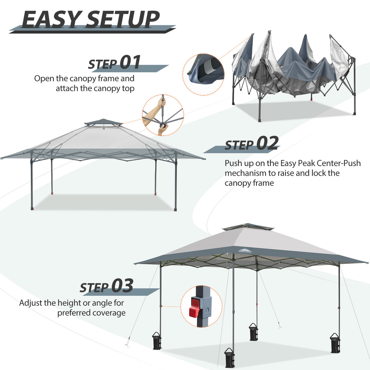 13x13 Straight Leg Pop Up Canopy Tent with 169 sqft of Shade