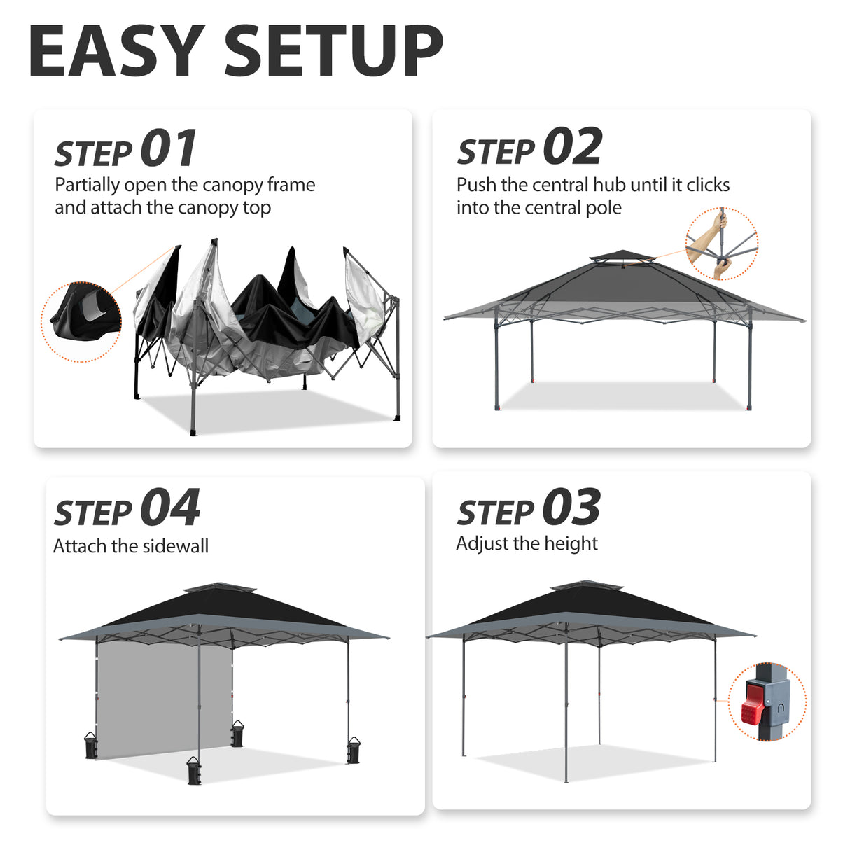 13x13 Pop Up Canopy Tent With Sidewall