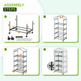 28”x 19”x 67” Mini Greenhouse with Wire Shelves,4 Tier, with Wheels - Eagle Peak Custom Canopy Tent