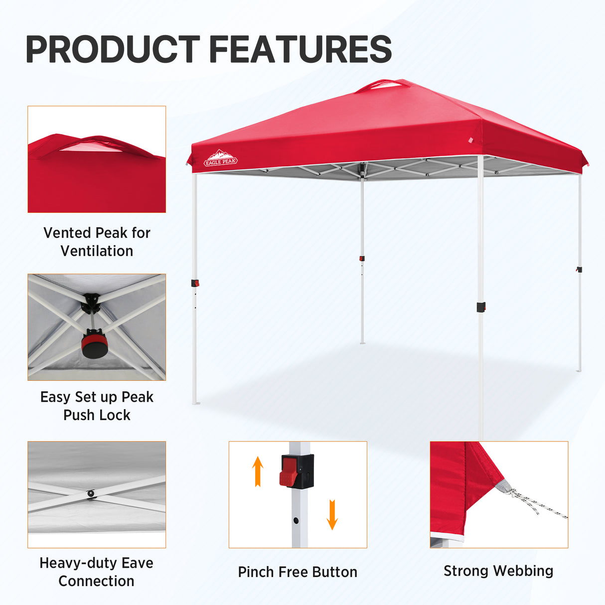 8x8 Pop Up Straight Leg Canopy with Wheeled Bag - Eagle Peak Custom Canopy Tent