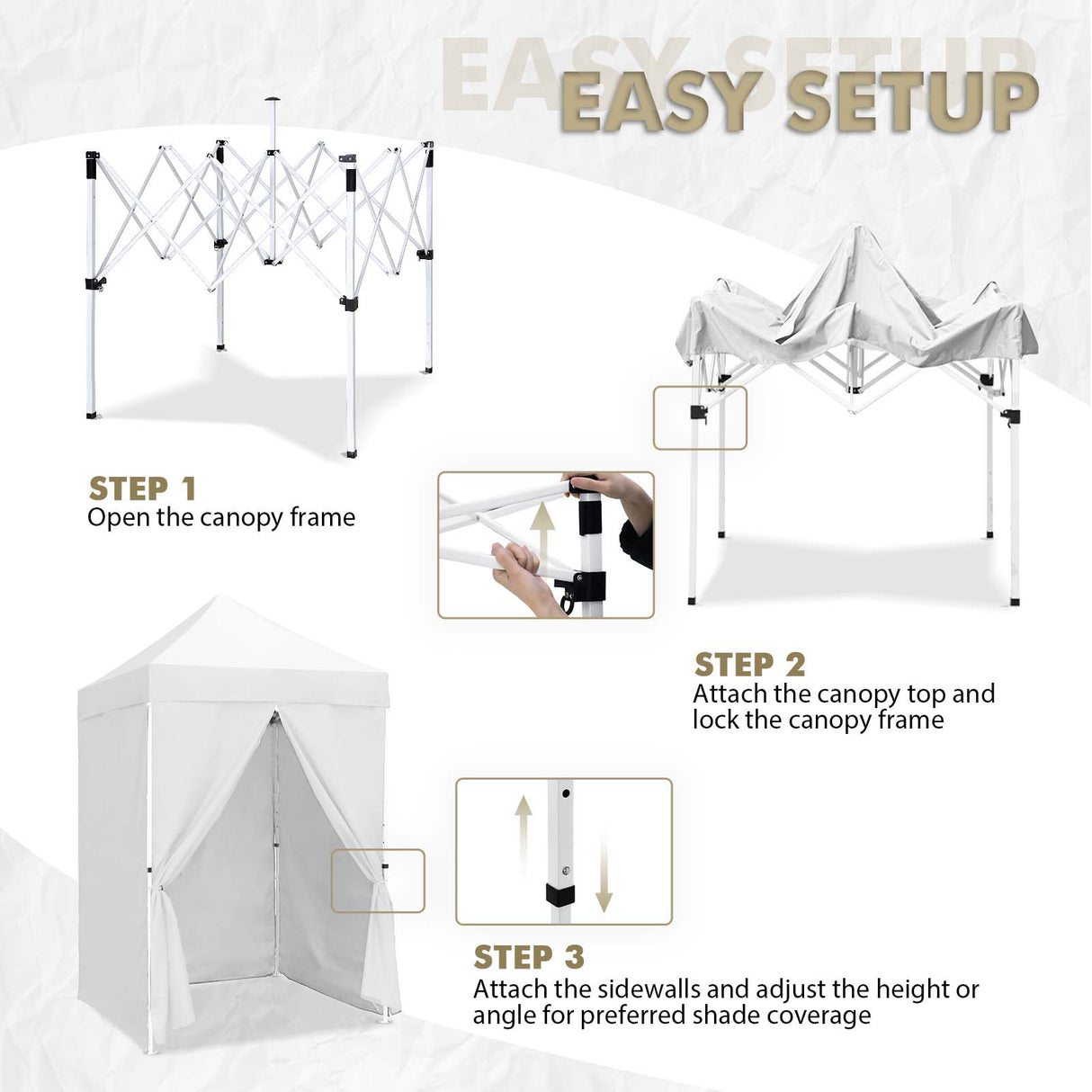 EAGLE PEAK Straight Leg Outdoor Portable Canopy Tent with Removable Sunwalls 5x5 ft, Carry Bag Included