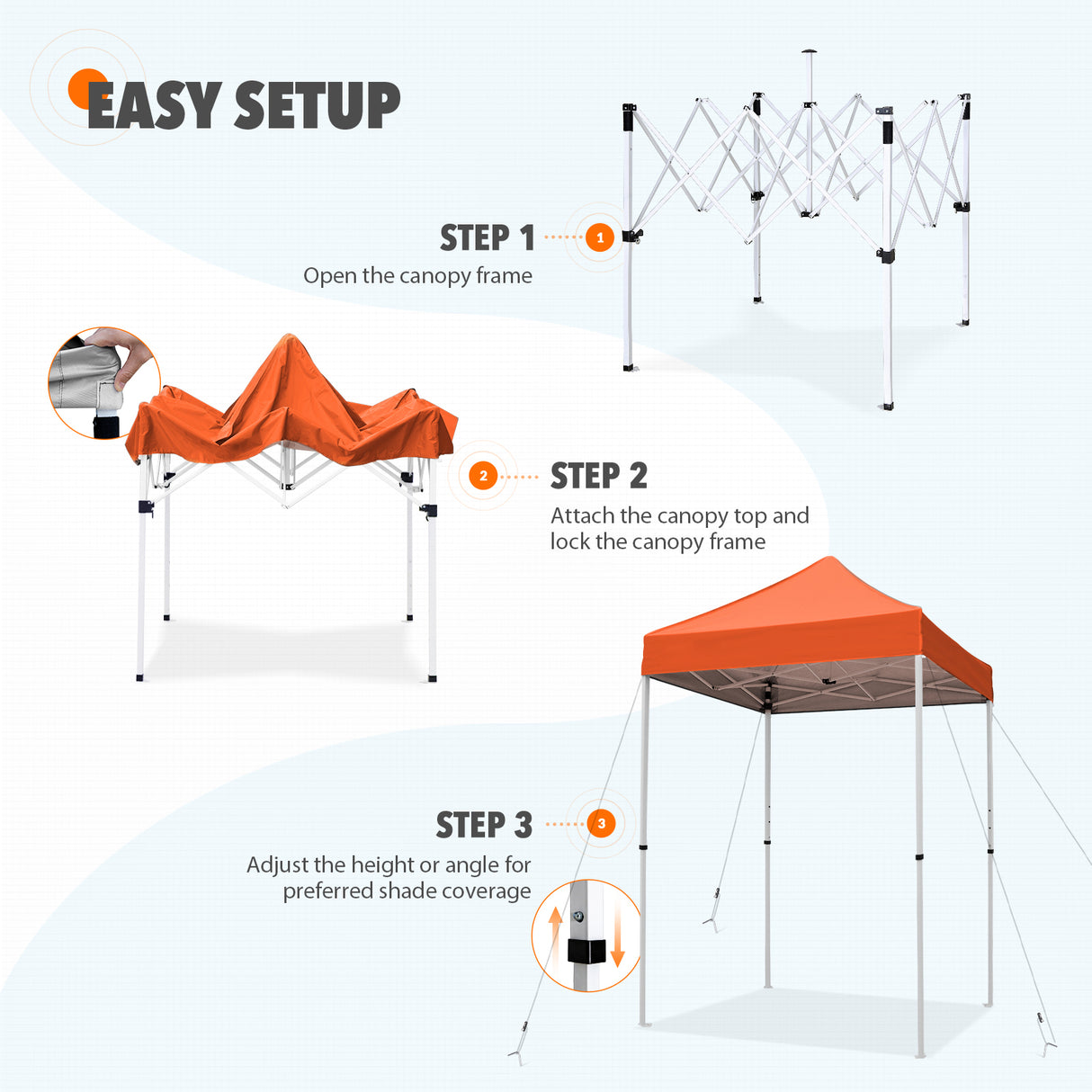 5x5 Pop Up Canopy Tent Instant Straight Leg  Outdoor Canopy Easy Set-up