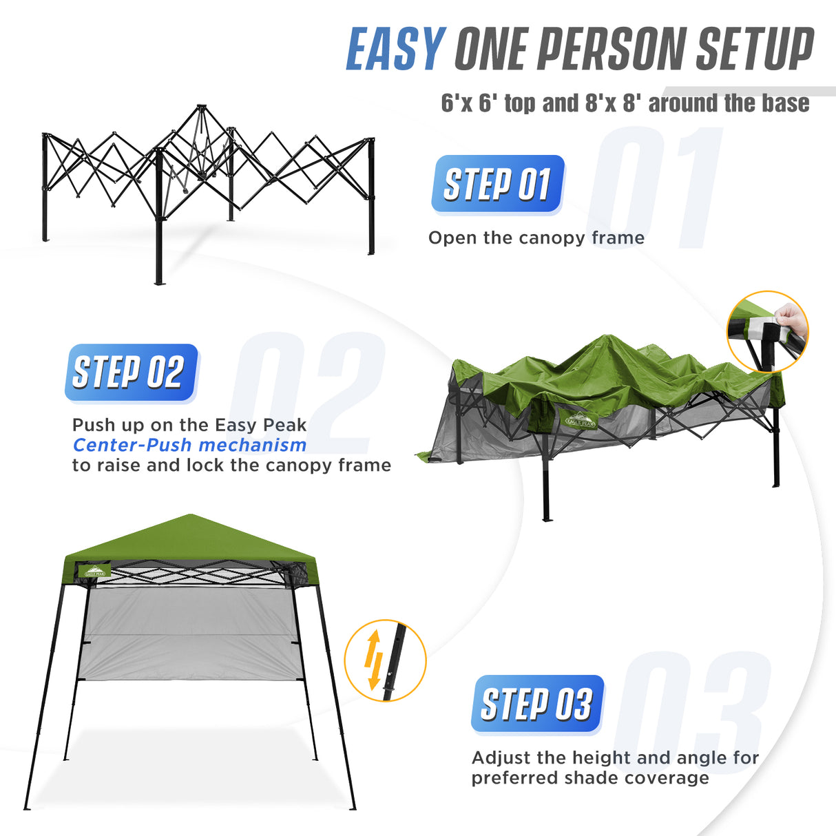 8x8 Pop Up Canopy Tent with Sidewall,8x8 Base 6x6 Top