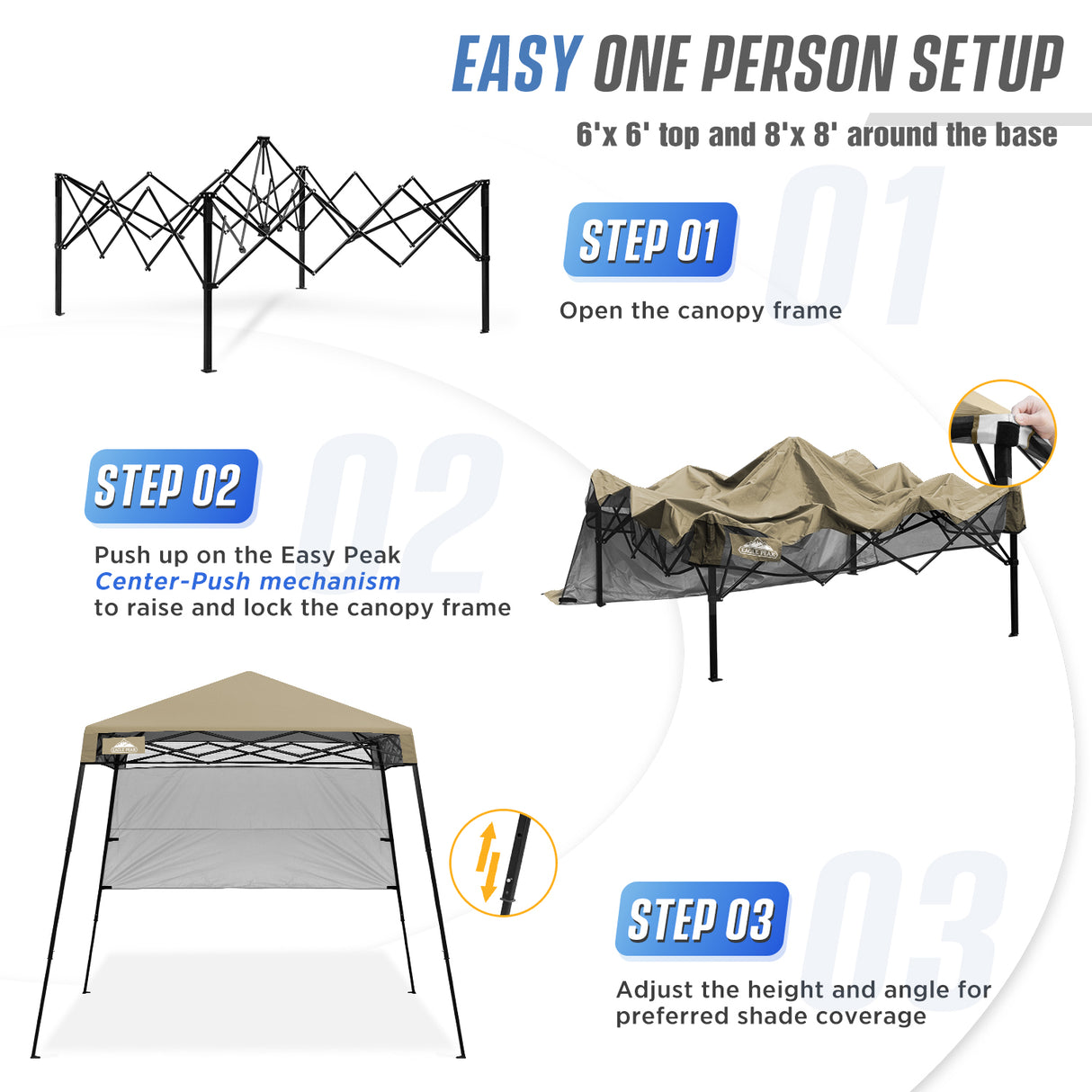 8x8 Pop Up Canopy Tent with Sidewall,8x8 Base 6x6 Top