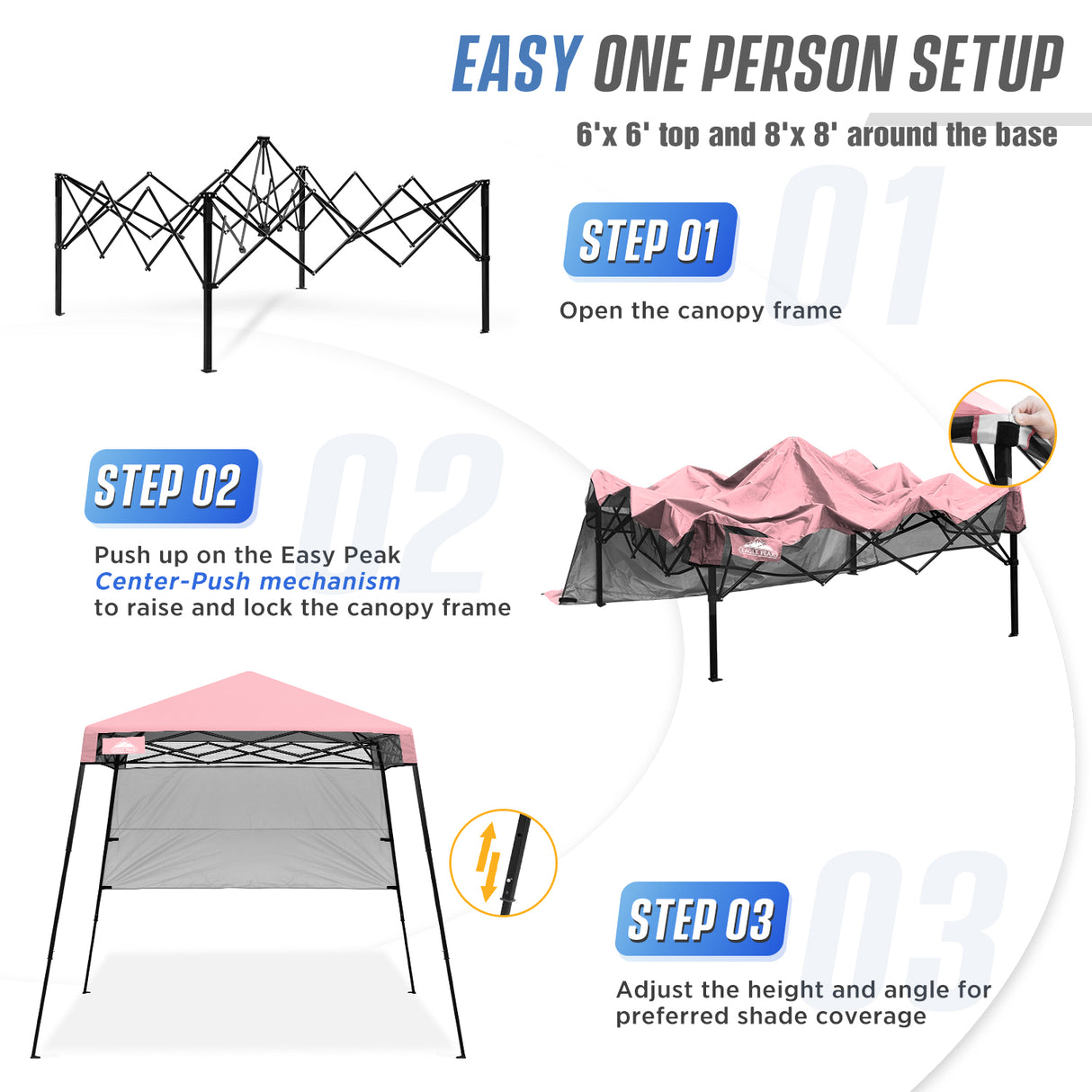 8x8 Pop Up Canopy Tent with Sidewall,8x8 Base 6x6 Top