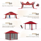 13x13 Pop Up Gazebo with Netting w/ 169 sqft of Shade - Eagle Peak Custom Canopy Tent